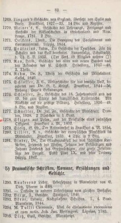 5) Dramatische Schriften, Romane, Erzählungen und Gedichte.