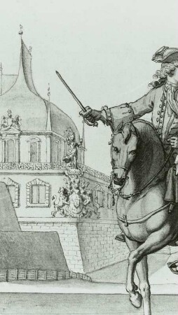 Dresden. Lusthaus auf der Jungfer (Ausschnitt aus: "Fête de l'Entrée solemnelle de Leurs Altesses Royales, Composée d'une partie du Train des Officiers de la porte")