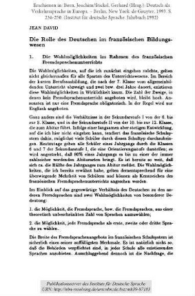 Die Rolle des Deutschen im französischen Bildungswesen