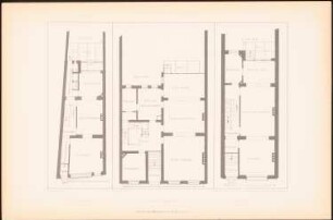Wohnhaus, Rue Lebeau, Brüssel. Wohnhaus, Rue Defacqz, Brüssel. Wohnhaus, Avenue Louise, Brüssel: Grundrisse (aus: Moderne Städtebilder Abt. 1. Neubauten in Brüssel, 1900)