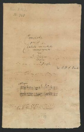 Konzerte; cemb, strings; G-Dur; H 419; Wq 16