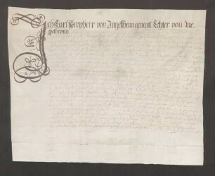 Instrumentum nobilitatis des Karl von Ingelheim gen. Echter von Mespelbrunn.