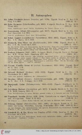 II. Autographen (Nr. 448 - 516)