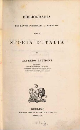 Bibliografia dei lavori pubblicati in Germania sulla storia d'Italia