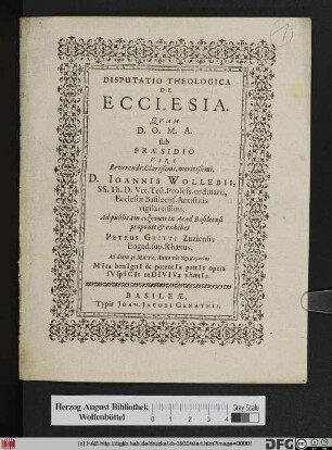 Disputatio Theologica De Ecclesia