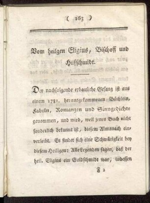 Vom heiligen Eligius, Bischoff und Hufschmidt.