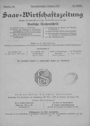 Nummer 30: 26. Oktober 1919