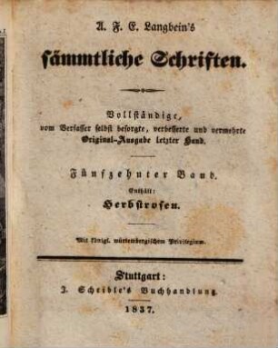 A. F. E. Langbeins prosaische Werke, 10. Herbstrosen