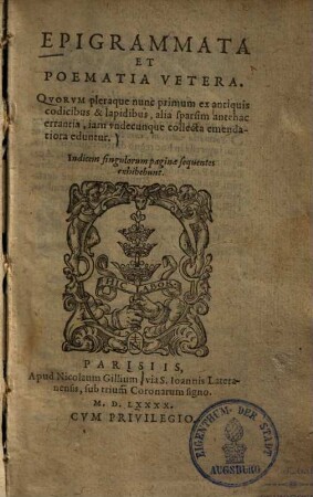 Epigrammata et poematia vetera