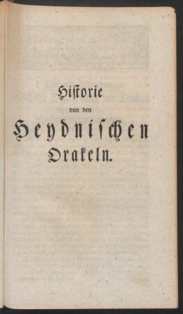 Historie von den heydnischen Orakeln
