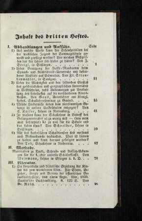Inhalt des dritten Heftes