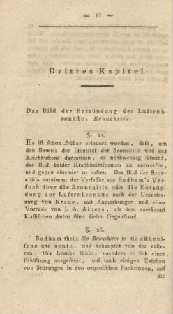 Drittes Kapitel. Das Bild der Entzündung der Luftröhrenäste, Bronchitis