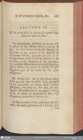 Section VII. Of Air produced by the Solution of Vegetable Substances in Spirit of Nitre