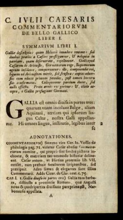 C. Iulii Caesaris Commentariorum De Bello Gallico