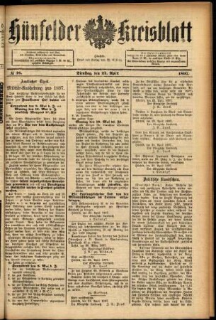 Ausgabe vom Dienstag, den 27. April 1897.
