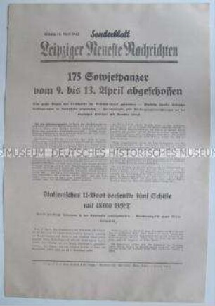 Sonderblatt der "Leipziger Neuesten Nachrichten" u.a. zum Kriegsverlauf an der Ostfront und Angriffe gegen Malta