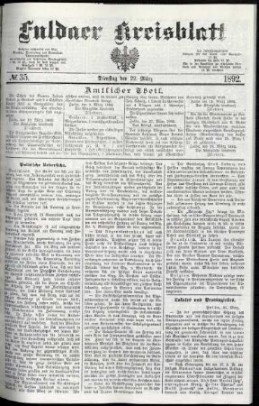 Ausgabe vom Dienstag, den 22. März 1892.