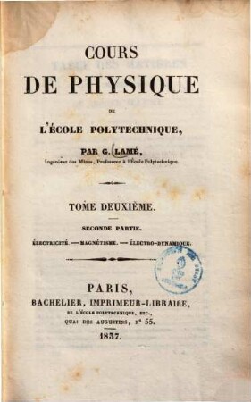 Cours de Physique de l'école polytechnique, 2,2 : Avec 3 pl.