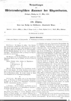 128. Sitzung, Stuttgart, 23.3.1852
