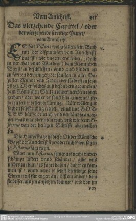 Das vierzehende Capittel, oder der vierzehende streitige Punct, vom Antichrist