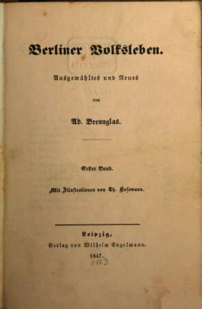 Berliner Volksleben : Ausgewähltes und Neues, 1 : Mit Illustrationen von Th. Hosemann
