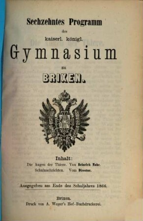 Programm des KK Gymnasiums zu Brixen, 16. 1866