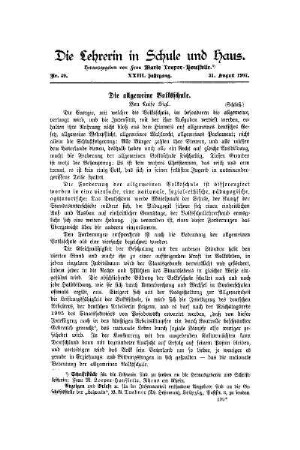 Die allgemeine Volksschule : (Schluß)