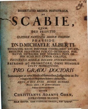 Diss. med. inaug. de scabie