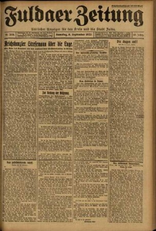 Ausgabe vom Samstag, den 08. September 1923.