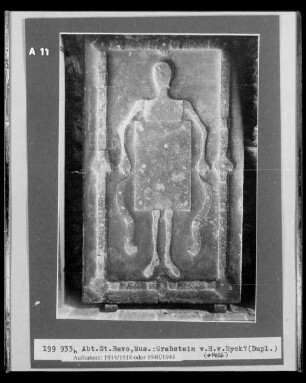 Grabstein des Hubert van Eyck aus der Abtei Sankt Bavo