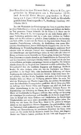 Zur Geschichte der Firmen Behn, Meyer & Co, gegründet in Singapore am 1. November 1840, und Arnold Otto Meyer, gegründet in Hamburg am 1. Juni 1857, (Veröffentlichungen der Wirtschaftsgeschichtlichen Forschungsstelle e.V., Hamburg, 19) : Hamburg, 1957
