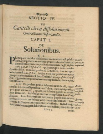 Sectio IV. De Cautelis circa dissolutionem Contractuum Observandis.