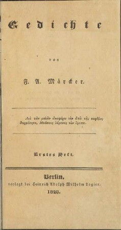 Erstes Heft: [...]
