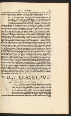 Des. Erasmi Rot. Epistolarum Liber Octavus.