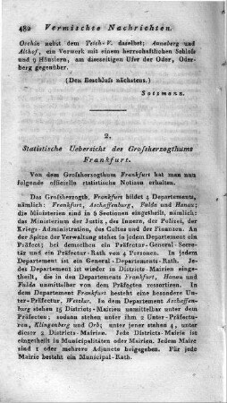 Statistische Uebersicht des Grossherzogthums Frankfurt