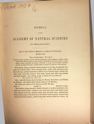 Journal of the Academy of Natural Sciences of Philadelphia. 6. 1866/69