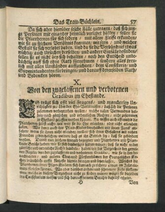 X. Von den zugelassenen und verbotenen Gradibus im Ehestande