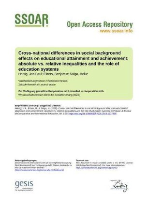 Cross-national differences in social background effects on educational attainment and achievement: absolute vs. relative inequalities and the role of education systems