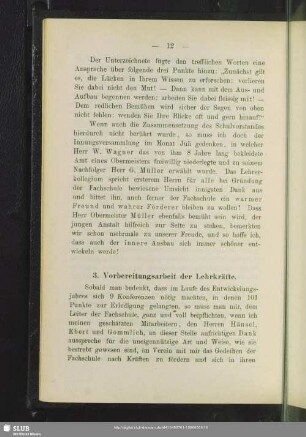 3. Vorbereitungsarbeit der Lehrkräfte