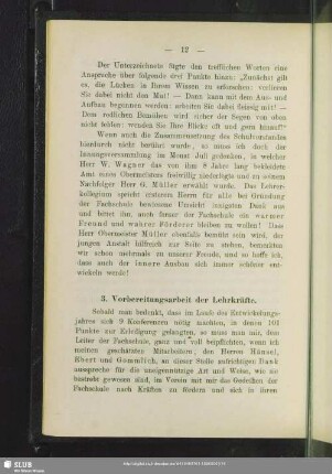 3. Vorbereitungsarbeit der Lehrkräfte