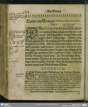 Epistel am Sontag Misericordias Domini. 1. Petr. 2.