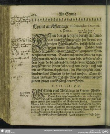 Epistel am Sontag Misericordias Domini. 1. Petr. 2.