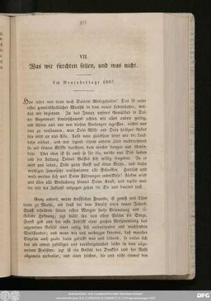 VII. Was wir fürchten sollen, und was nicht. Am Neujahrstage 1807.