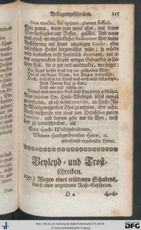 Beyleyd- und Trostschreiben.