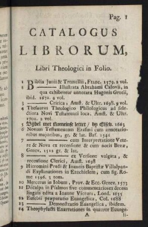 1-23, Libri Theologici in Folio - Libri Miscellanei in Quarto