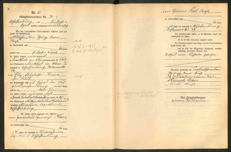 Standesamtsbuch der Stadt Aschaffenburg: Eheschließungen 252/1930 - 130/1931