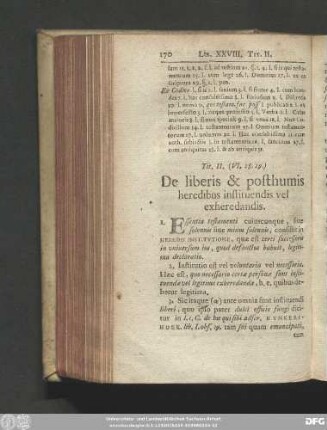 Tit. II. (VI. 28. 29.) De liberis & posthumis heredibus instituendis vel exheredandis.