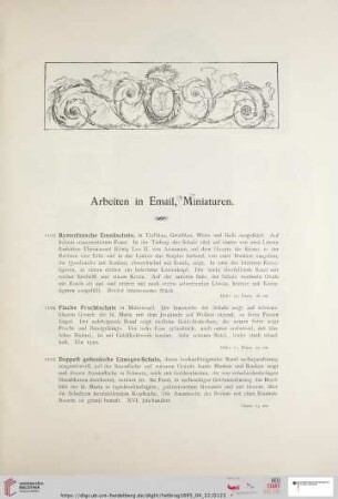 Arbeiten in Email, Miniaturen (Nr. 1103 - 1160)