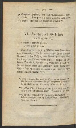 VI. Kirchspiel Gelting ...