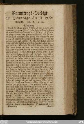 [No. 18.] Vormittags-Predigt am Sonntage Oculi 1762. Evang. Luc. 11, 14 - 28.